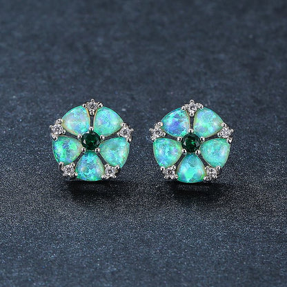 Opal Flower Shaped Earrings