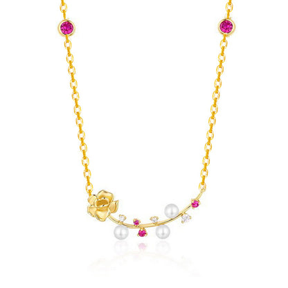 Red Tip Pearl Necklace Vintage Exquisite Daily Commute