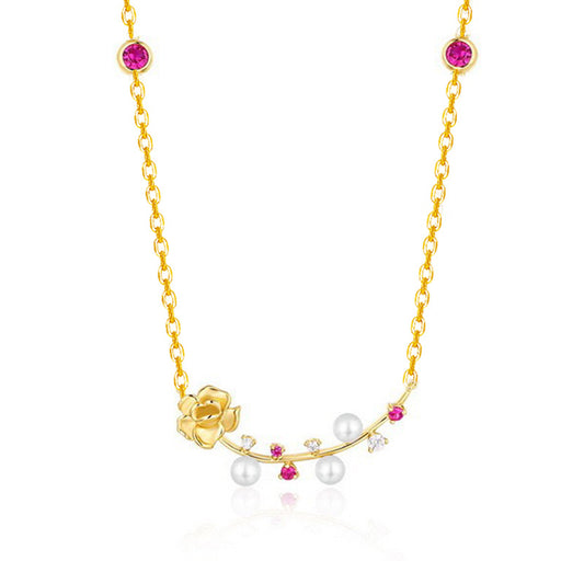 Red Tip Pearl Necklace Vintage Exquisite Daily Commute