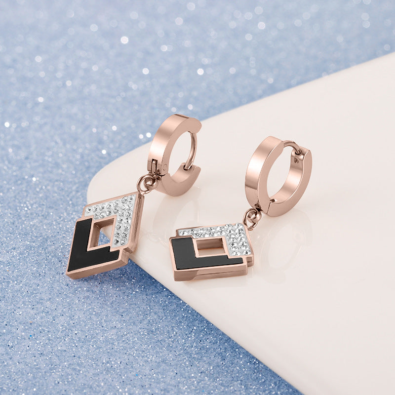 High Fashion Stainless Steel Square Simple Earrings