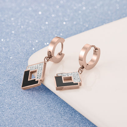 High Fashion Stainless Steel Square Simple Earrings