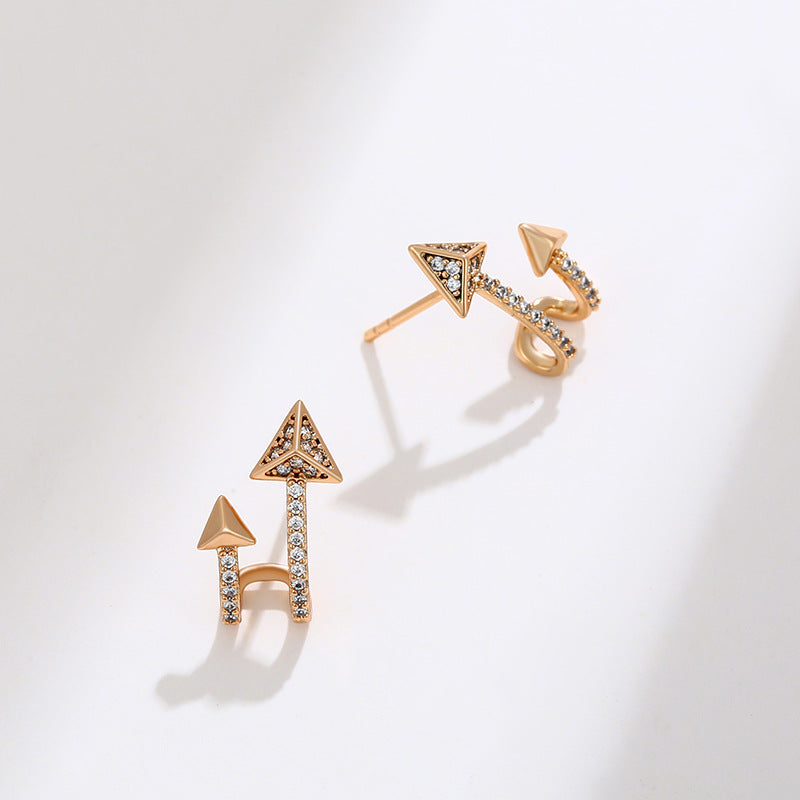 Simple Arrow Zircon Design Fashion Stud Earrings