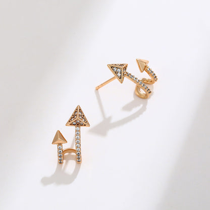 Simple Arrow Zircon Design Fashion Stud Earrings