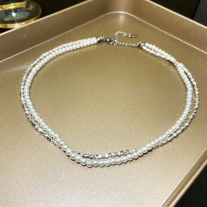 Broken Silver Several Two Tide Vintage Pearl Necklace Double Fashion