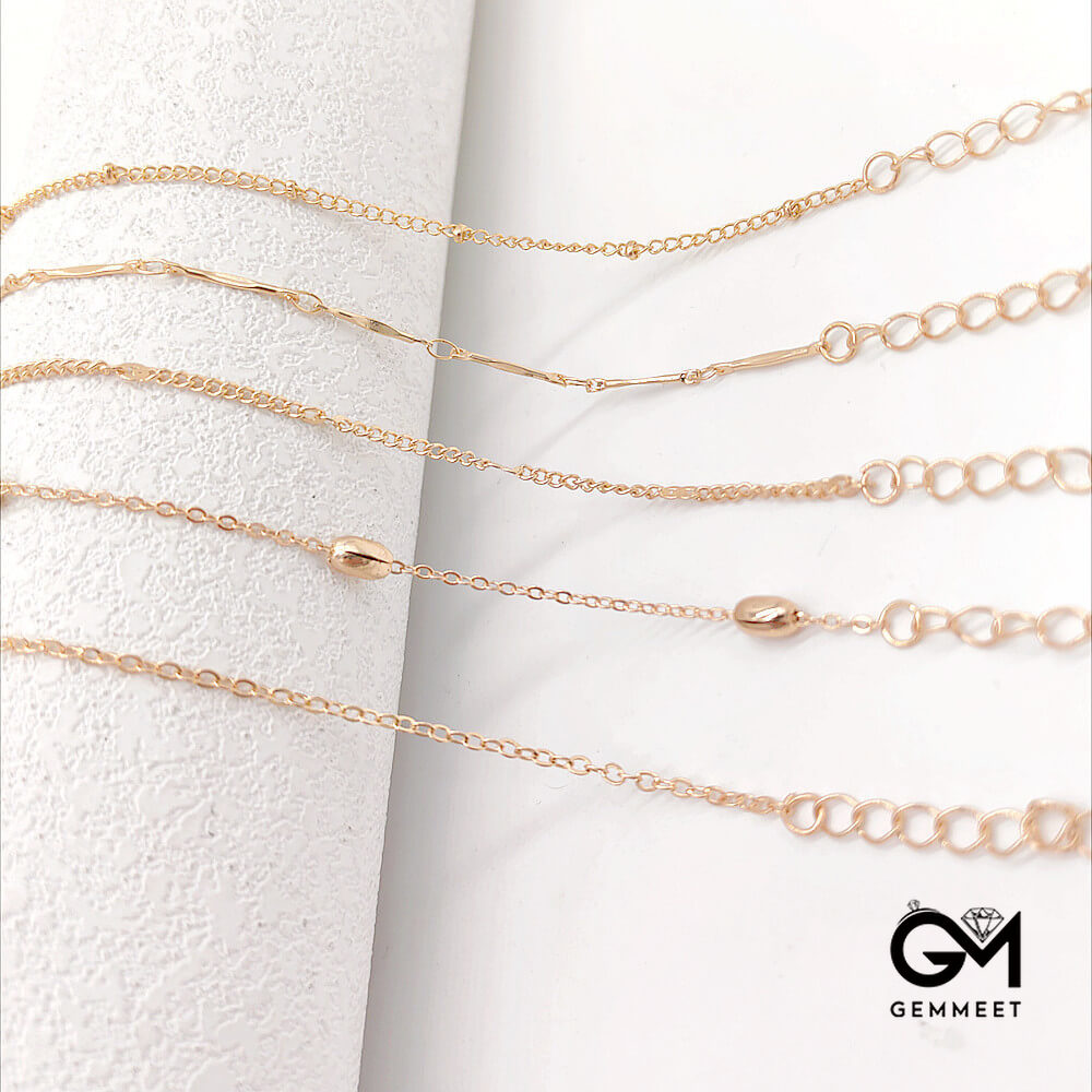 Personalized Round Bead 5-layer Anklet Set