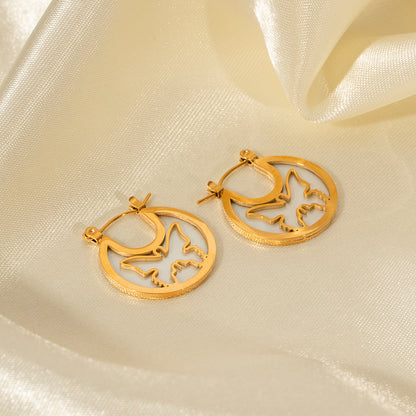 Electroplated White Fritillaria Hollow Butterfly Earrings