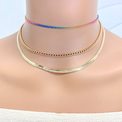 Three Layers of Colored Lacquered Metal Necklace