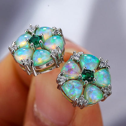 Opal Flower Shaped Earrings