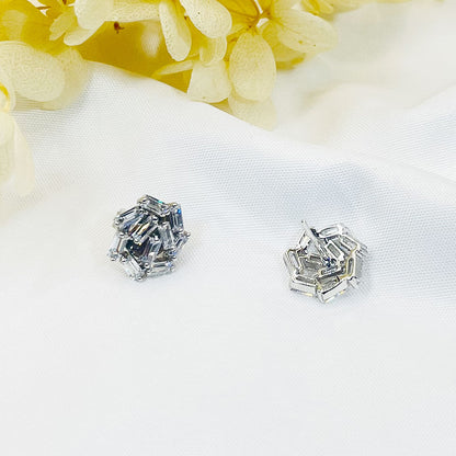 Square Snowflake White Zircon Earrings