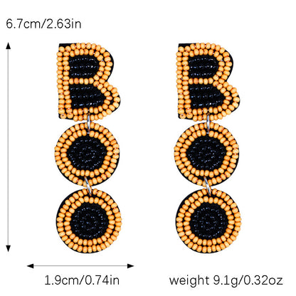 Halloween Letter BOO Scares Handmade Fabric Bead Earrings