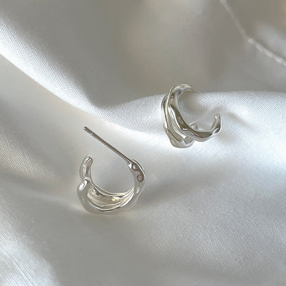 S925 Sterling Silver Irregular Double Stud Earrings