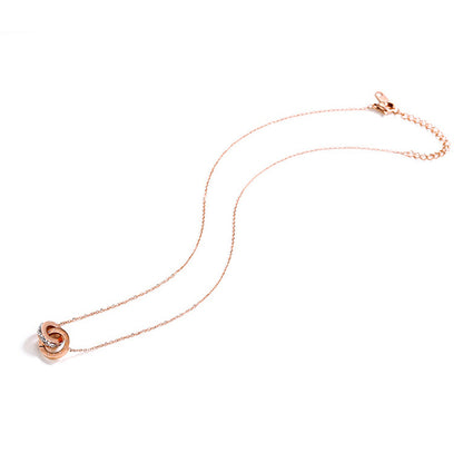 Simple Roman Digital Zircon Lady Ins Niche Design Sense Titanium Steel Necklace