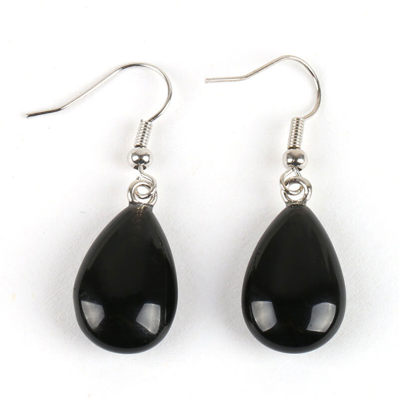 Simple Flat Drop Earrings in Polished Stone