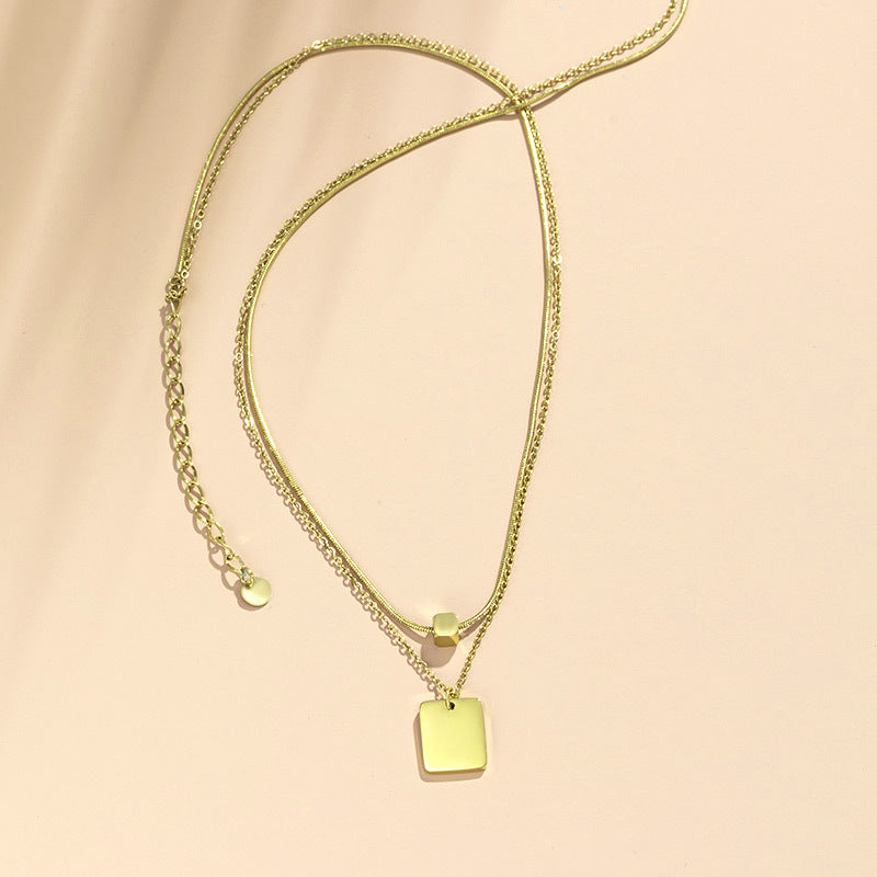 Hip Hop Geometric Double Layer Necklace