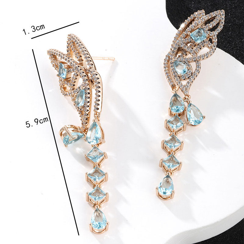 Colorful Zircon Butterfly Luxury Earrings for Women