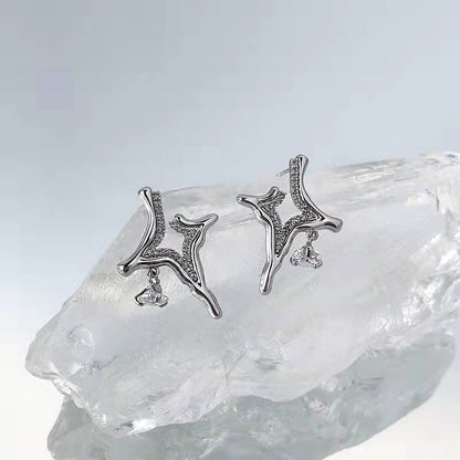 Lava Quadriastral Temperament Zircon Earrings