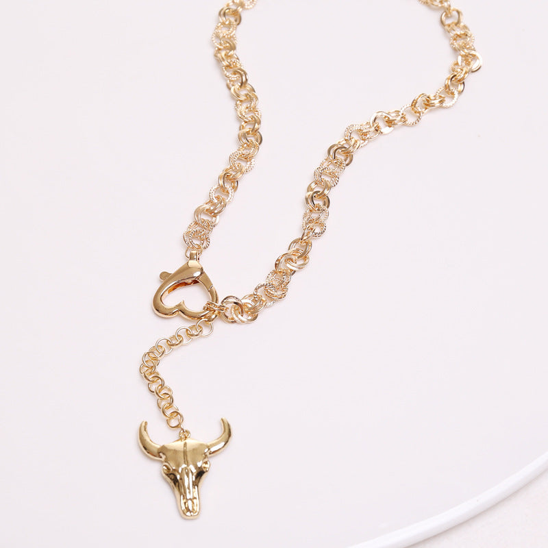 Simple Love Ox Head Necklace