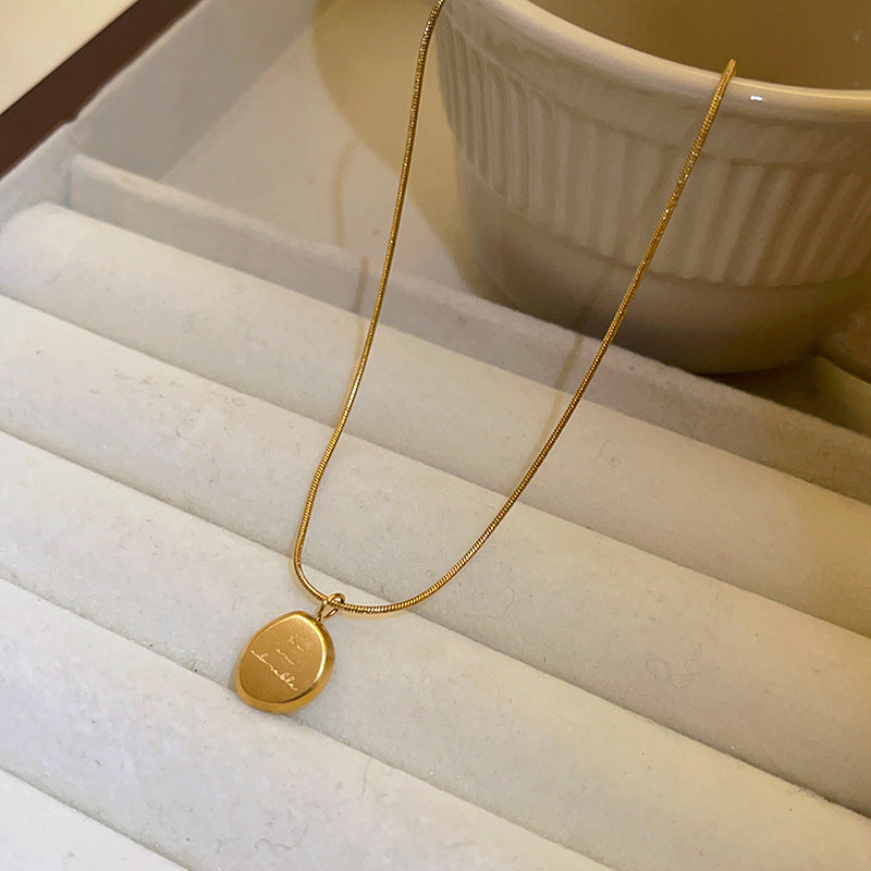 Titanium Steel Letter Brand Bean Necklace