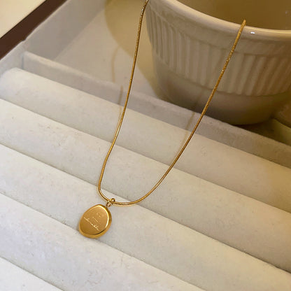 Titanium Steel Letter Brand Bean Necklace