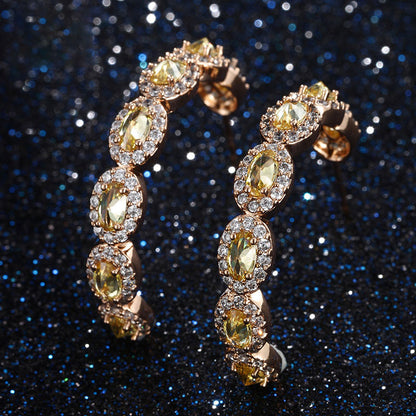 Oval Zircon C-shaped Earrings for Women