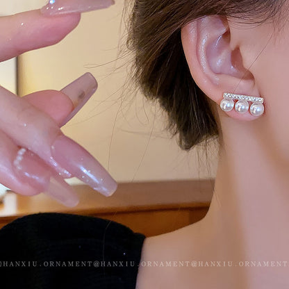 Silver Needle Pearl Earrings