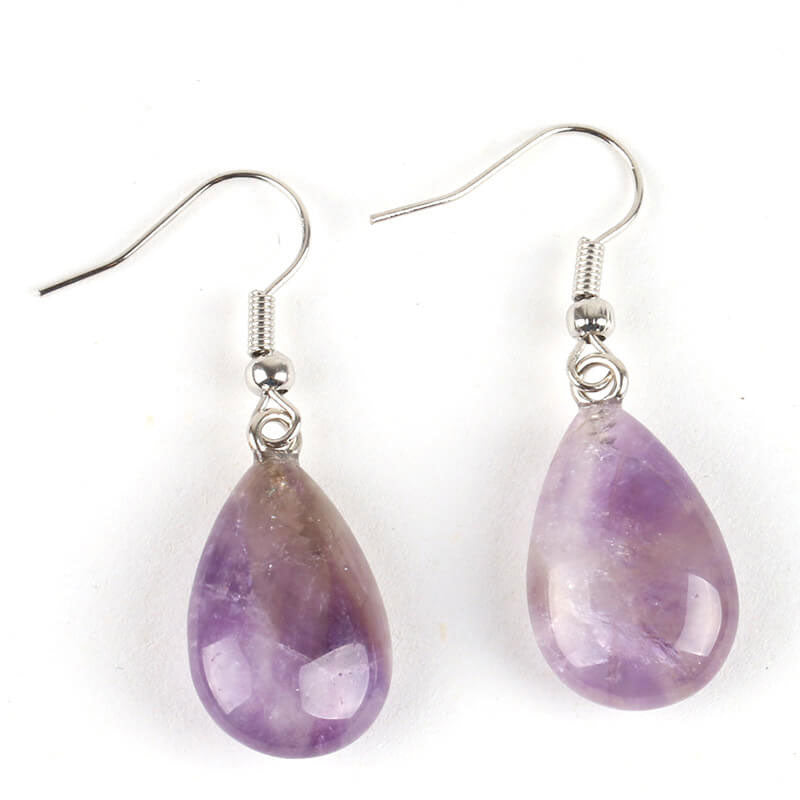 Simple Flat Drop Earrings in Polished Stone