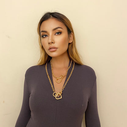 Geometric Metal Love Multilayer Necklace
