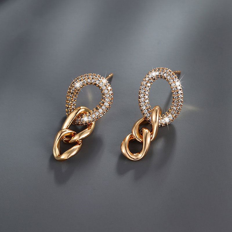 K-plated Gold-plated Interlocking Zircon Earrings