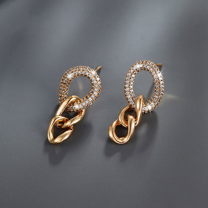 K-plated Gold-plated Interlocking Zircon Earrings