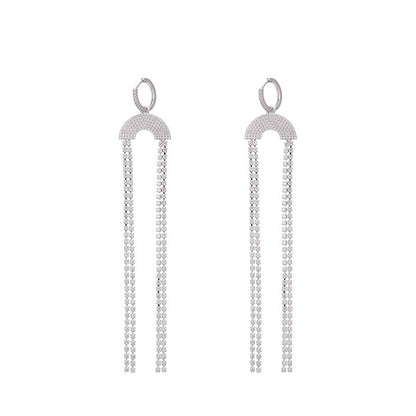 Micro Zirconia Tassel Created Gemstone Stud Earrings