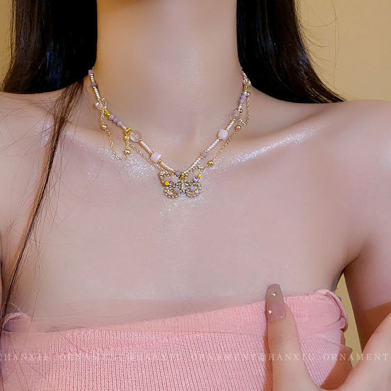 Love Pearl Sweet Butterfly Necklace