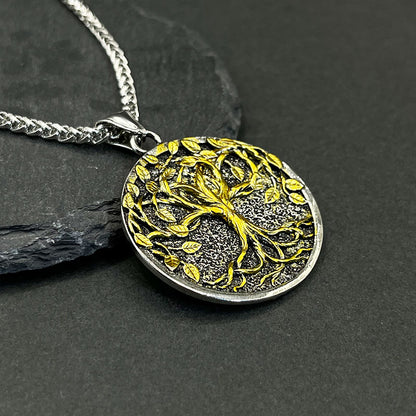 Retro Viking Rune Tree Of Life Pendant Necklace