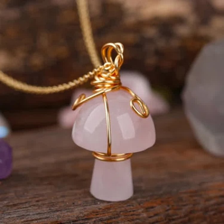 Crystal Lucky Mushroom Necklace