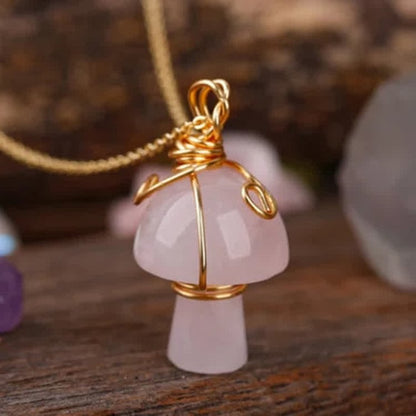 Crystal Lucky Mushroom Necklace