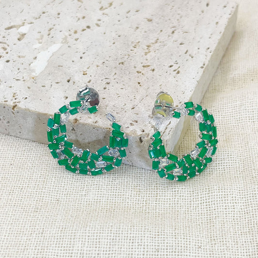 Green Zircon Sugar Shape Earrings