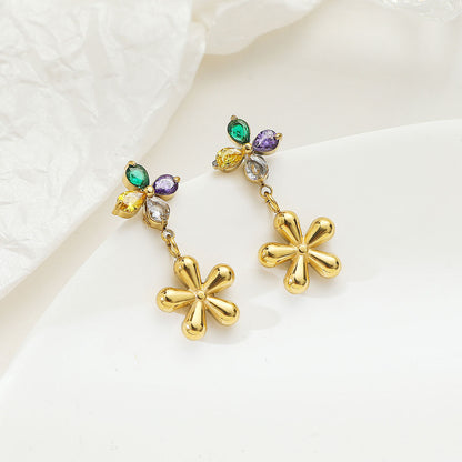 Crystal Zircon Sweet Flower Earrings