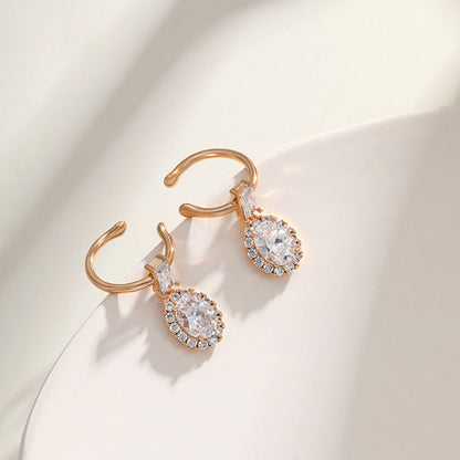 Retro Style Oval Inlaid Colorful Zircon Non-pierced Earrings