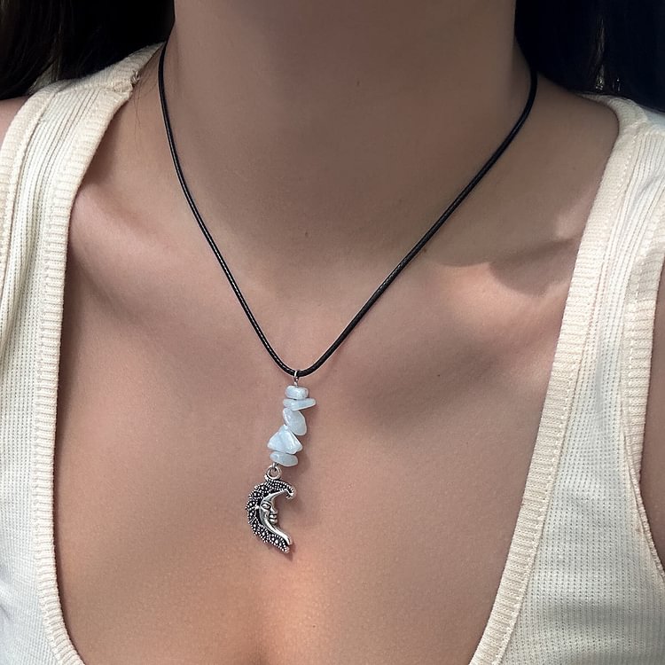 Butterfly Tassel Leather Wax Thread Necklace