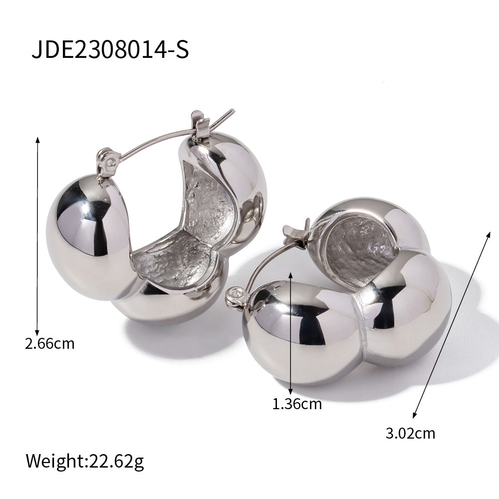 Gold Stainless Steel Hemisphere Earrings