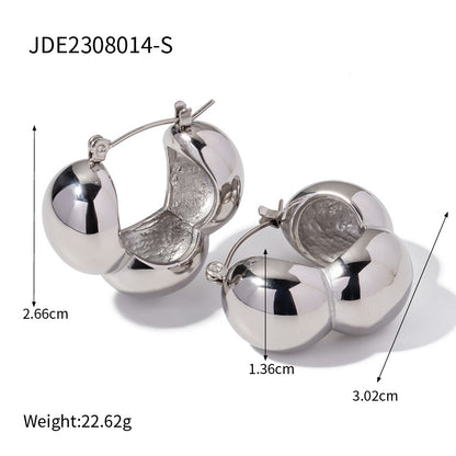 Gold Stainless Steel Hemisphere Earrings