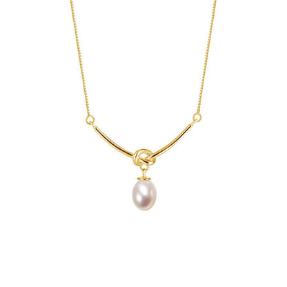 S925 Sterling Silver Knot Freshwater Pearl Necklace