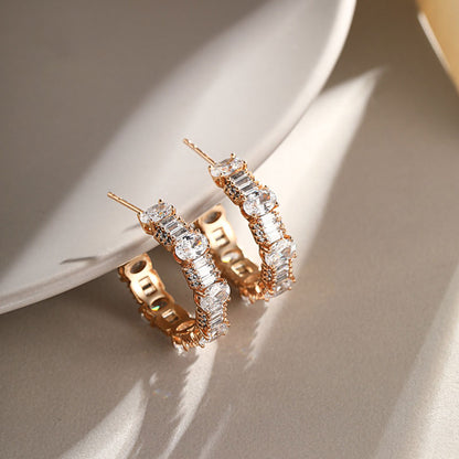 Colorful Zircon High-end Contrasting Color Earrings