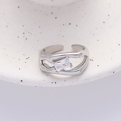 Square Zircon Hollow Light Luxury High-end Hot Girl Ring