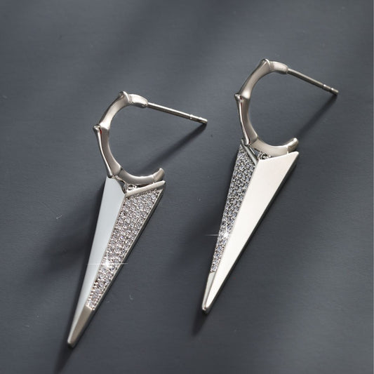 Geometric Triangle Inlaid Zircon Earrings