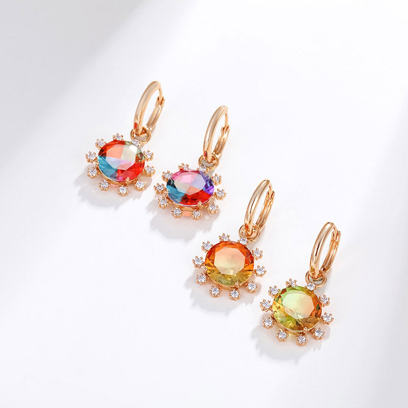 Sunflower Earrings Temperament Long Artificial Colorful Jewelry Earrings