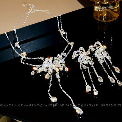 Flowers Double Water Drop Zircon Necklace
