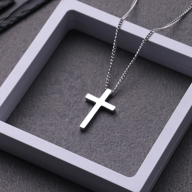 Titanium Steel Simple Cross Necklace for Men