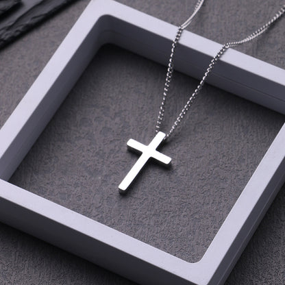 Titanium Steel Simple Cross Necklace for Men