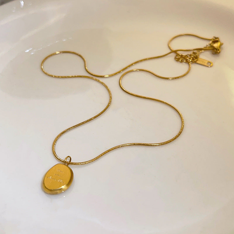 Titanium Steel Letter Brand Bean Necklace