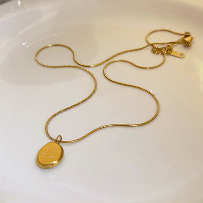 Titanium Steel Letter Brand Bean Necklace